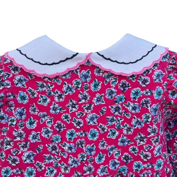 VTG 90’s OshKosh B’Gosh Pink Corduroy Floral Jumper Button-Up Embroidered Collar - Picture 5 of 14